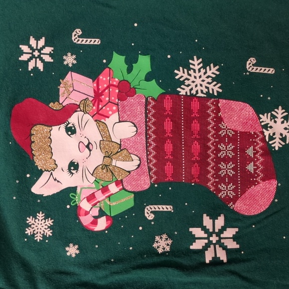Children's Place Christmas Cat Long Sleeve Shirts and Red Leggings Bundle - Picture 5 of 8